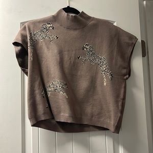 NWT cheetah cropped sweater